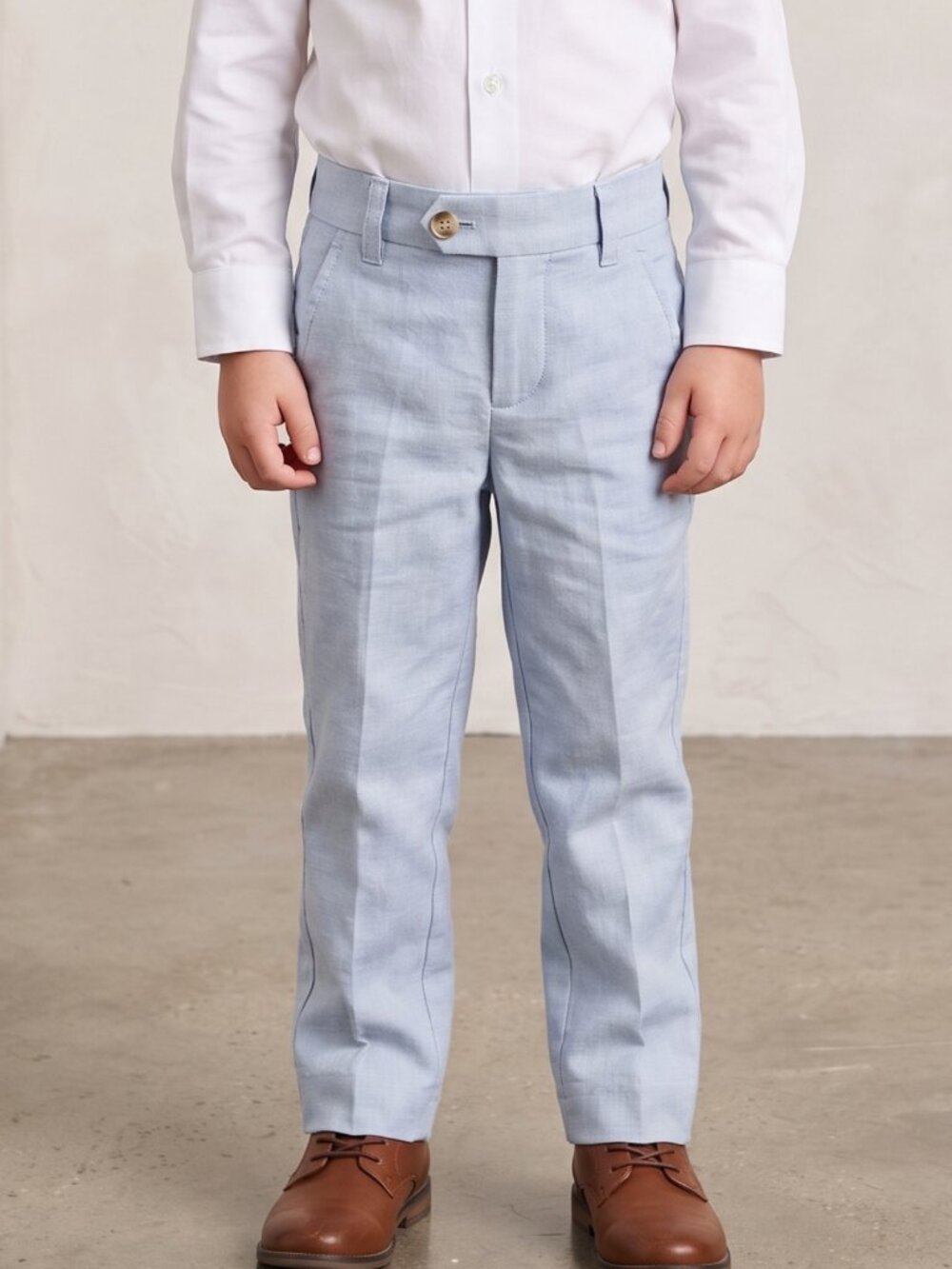NWT Isaac Mizrahi Boys Light Blue 100% Linen Slim Dress Pants Size 4
